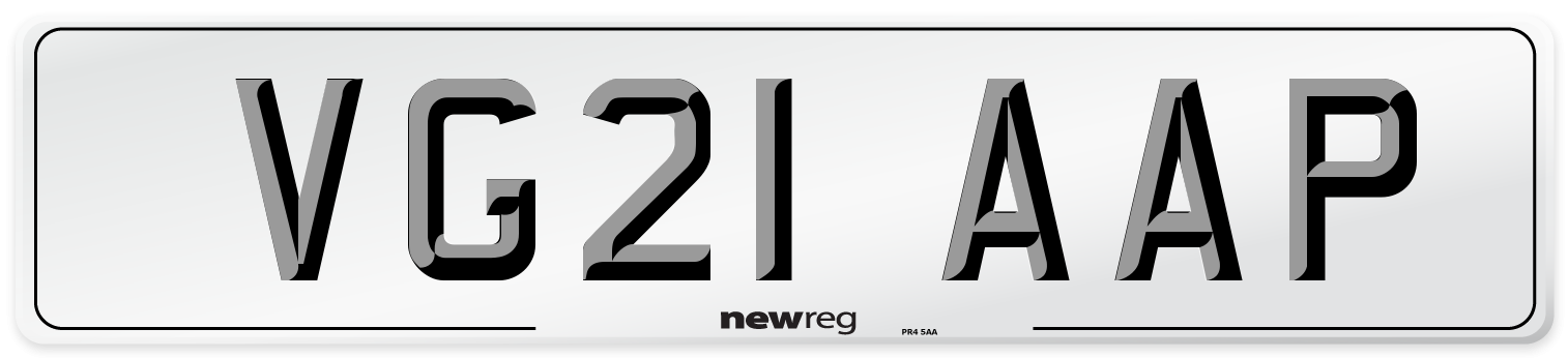 VG21 AAP Number Plate from New Reg